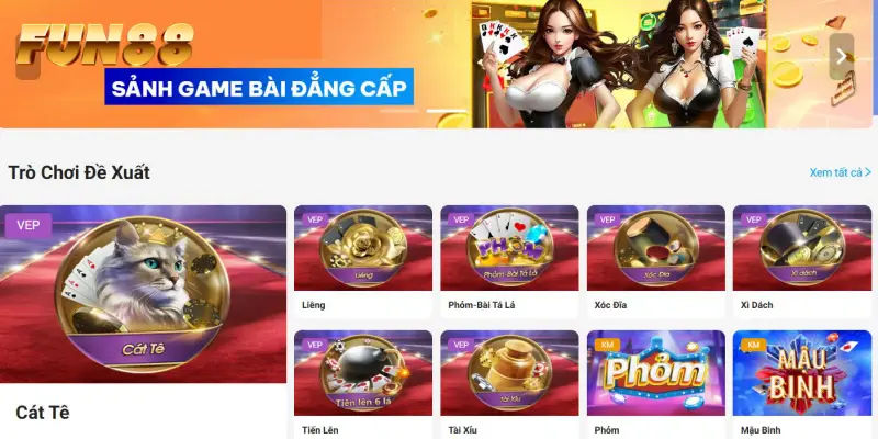 Live casino FUN88 đa dạng game bài Live casino FUN88 đa dạng game bài