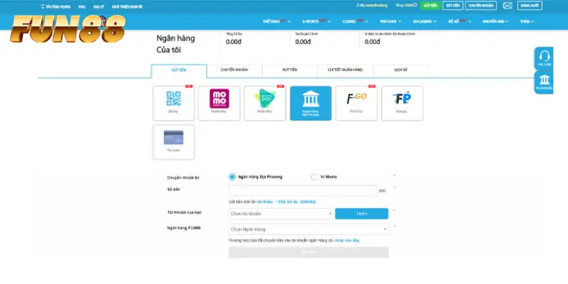 Nạp tiền FUN88 qua chuyển khoản ngân hàng Nạp tiền FUN88 qua chuyển khoản ngân hàng